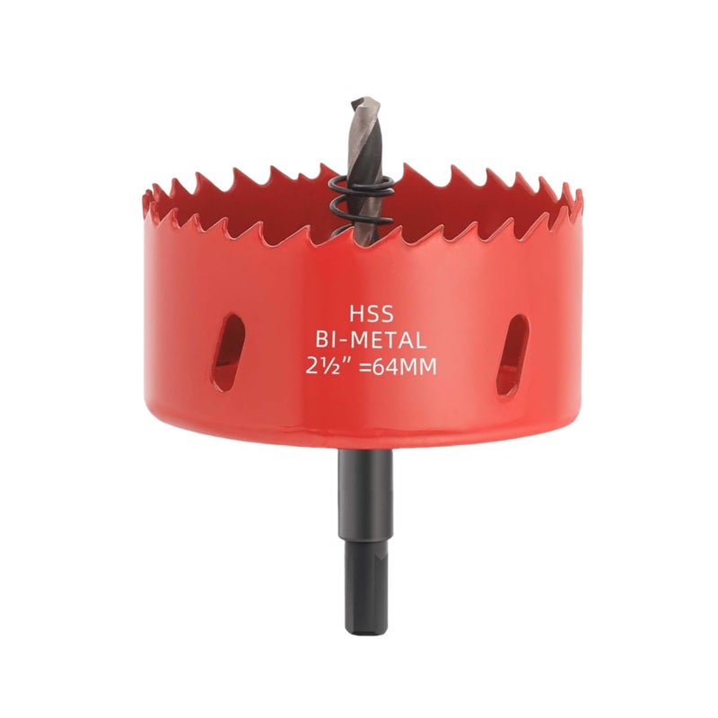 LOOTOOLS 2.5 inch Hole Saw with Arbor for Metal Wood Plastic, 2-1/2 in Bimetal Hole Cutter for Different Project with Smooth and Flat Drilling Edge, Fast Chip Removal - Image 1